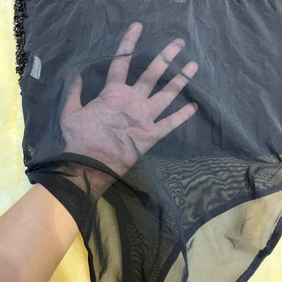 Bershka Special Edition Sequinned Sheer Back Tank Bodysuit- Size M - Picture 6 of 7